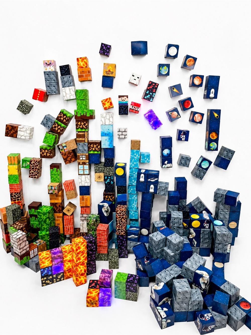 375+ Cube Building Block Lot Minecraft Style Space Theme Mixed Set